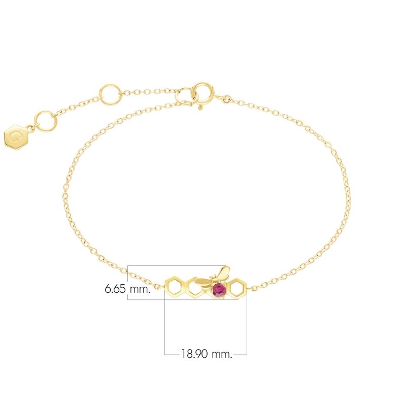 Honeycomb Inspired Ruby Link Bracelet In Yellow Gold image