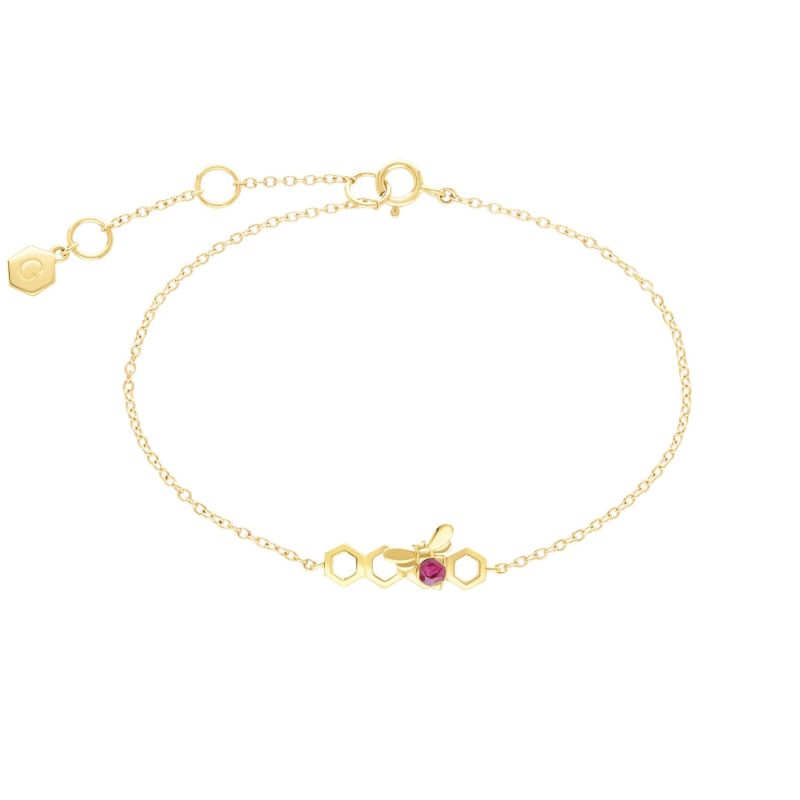 Honeycomb Inspired Ruby Link Bracelet In Yellow Gold image