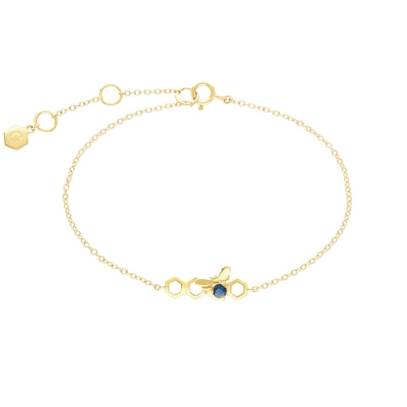 Honeycomb Inspired Sapphire Link Bracelet In Yellow Gold image