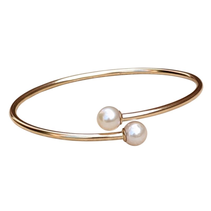 Hope Round Pearl Bypass Gold Filled Bangle image