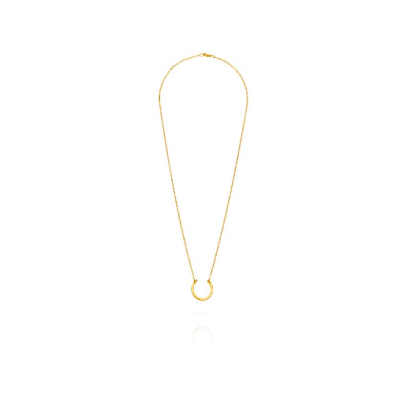 Horseshoe Necklace In Solid Yellow Gold By Vincent Peach image