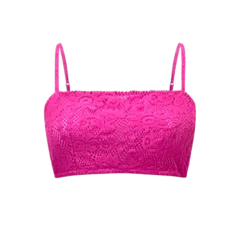 Hot Pink Lace Crop Top - Romancing Resort Top image