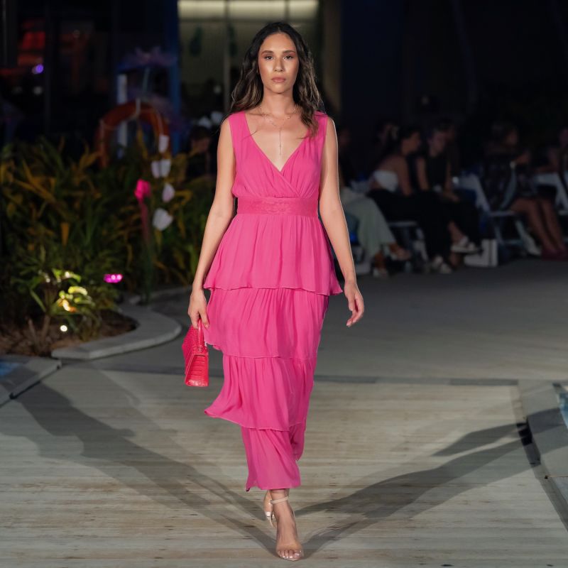 Hot Pink Layered Maxi Dress - Allure image