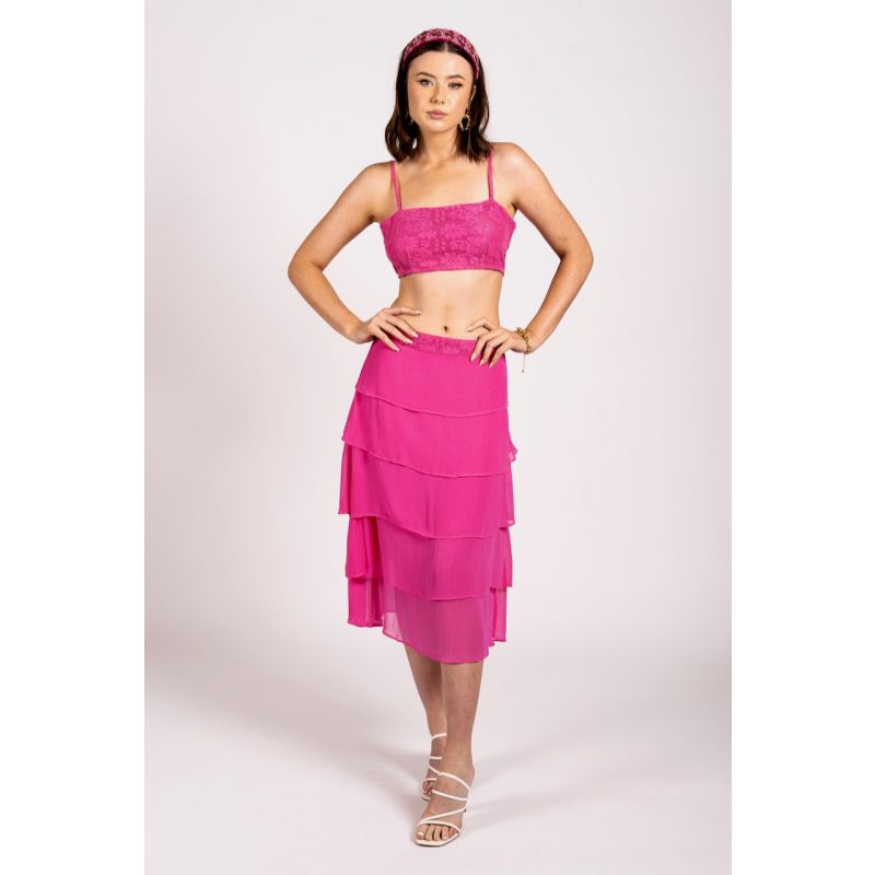 Hot Pink Lace Crop Top - Romancing Resort Top image