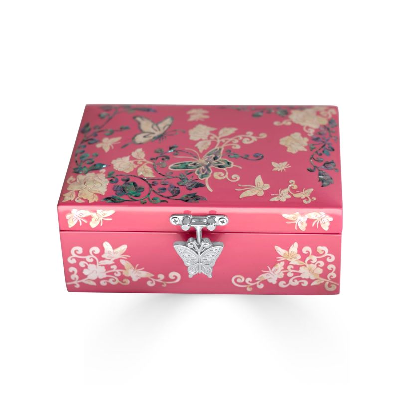 Hot Pink Barbie Mirrored Butterfly Jewelry Box image