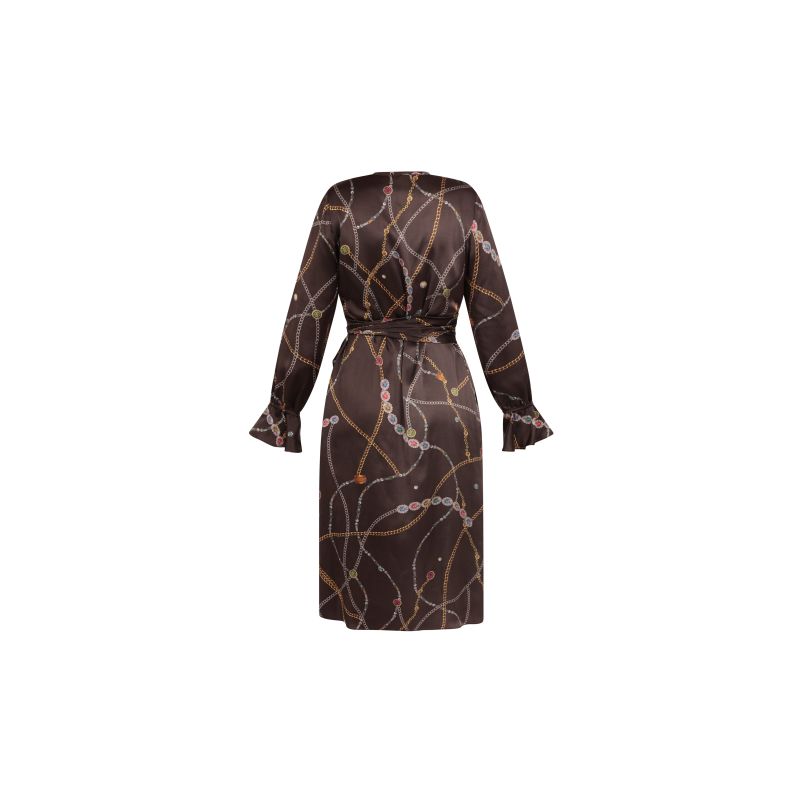 Houli Midaxi Wrap Dress Grey Chain Print image