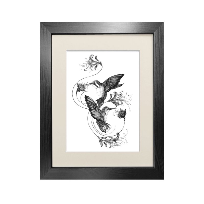 'Hummingbirds & Honeysuckle' Fine Art Print A4 image