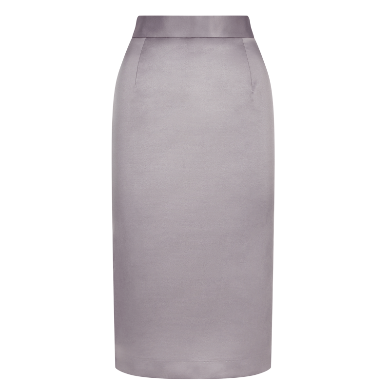 Cotton-Blend Sateen Pencil Skirt - Light Grey image