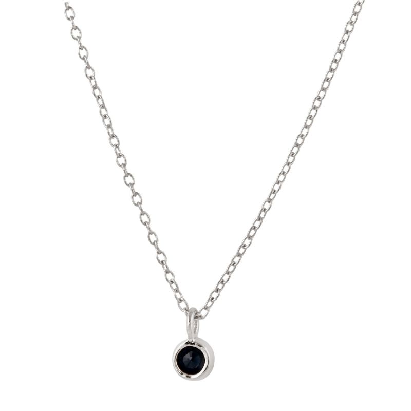 925 Sterling Silver In Blue Sapphire Gemstone Necklace Handmade Jewelry image