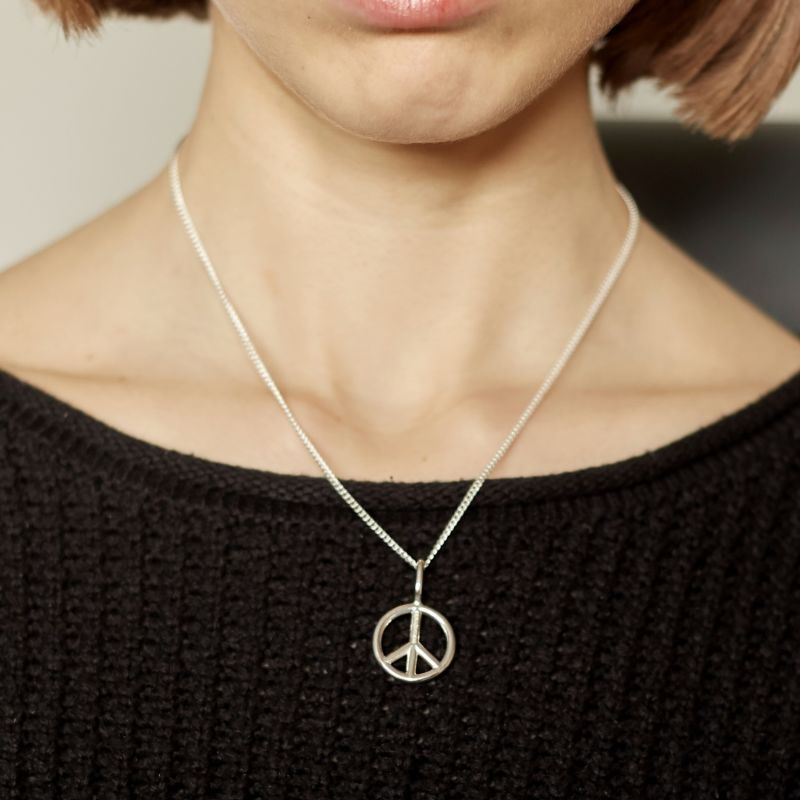 Peace Sign Necklace In Sterling Silver image