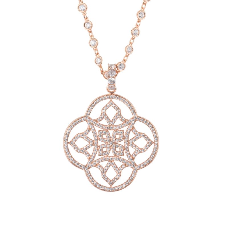 Celtic Knot Clover Pendant Necklace Rosegold image