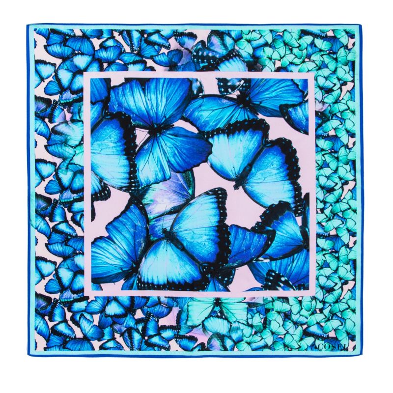 Scarf Blue Butterfly Twill image