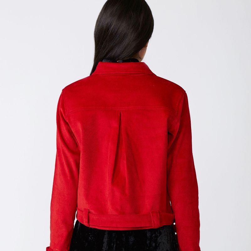 The Filiz Corduroy Bikerjacket In Red image