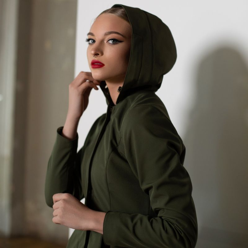 Khaki Green Waterproof Coat For Women Moss Green RainSisters Wolf