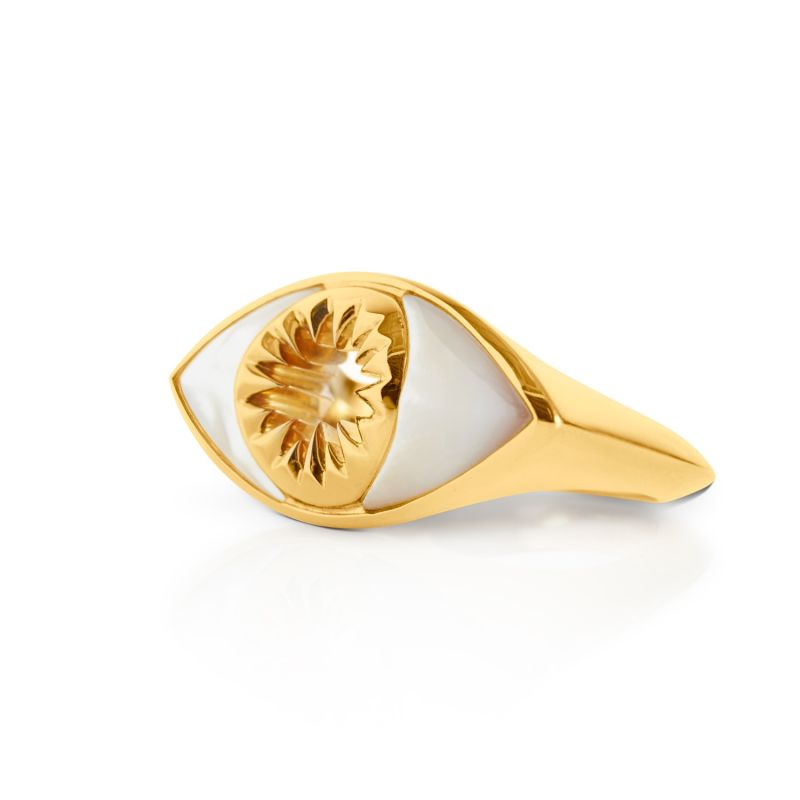 'I On You' Mother Of Pearl Ring Gold image