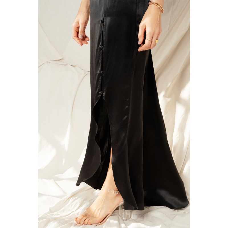 Godet Skirt With Slit Black image