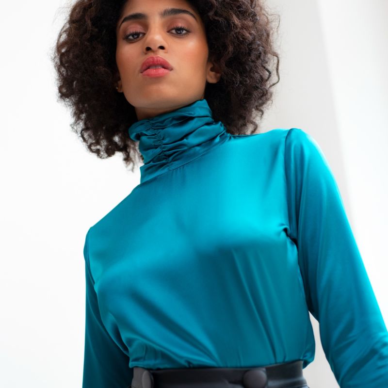 Silk Turtleneck Top image