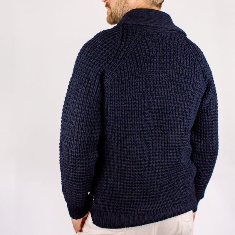 Waffle Shawl Cardigan Navy image