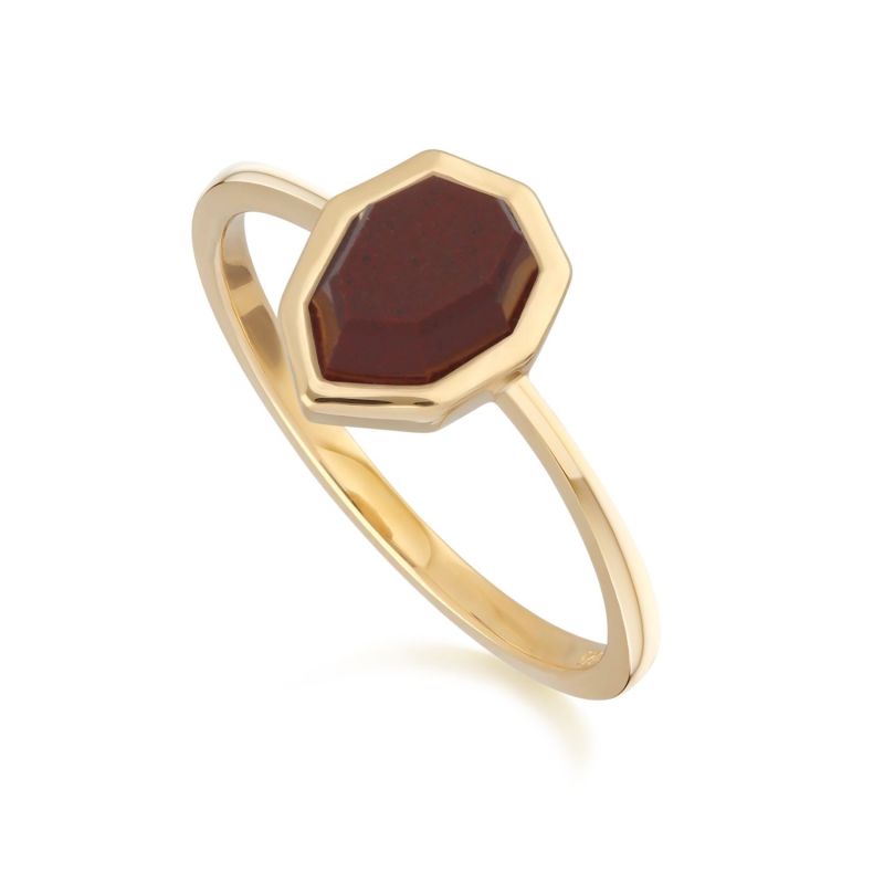 Irregular Red Jasper Ring In Gold Plated Silver image