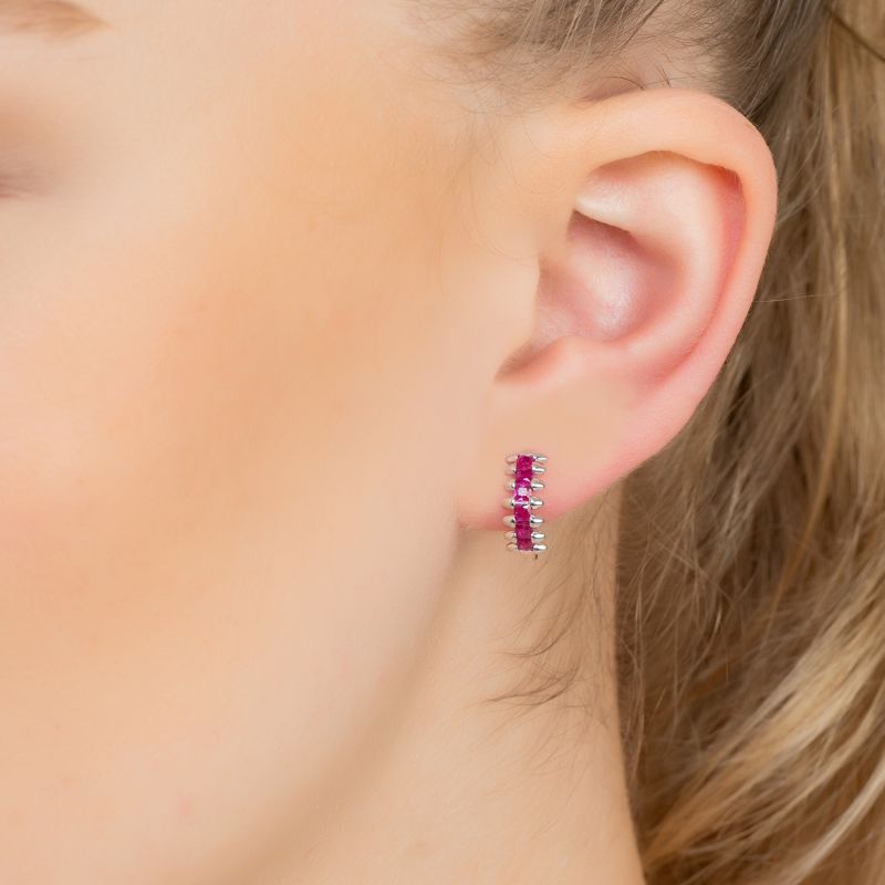 Ruby hoop earrings deals