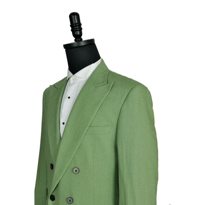 Hugo Linen Double Breasted Suit - Emerald Green image