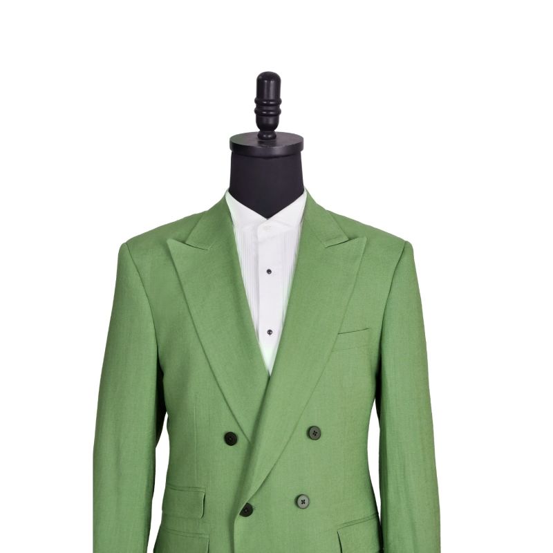 Hugo Linen Double Breasted Suit - Emerald Green image