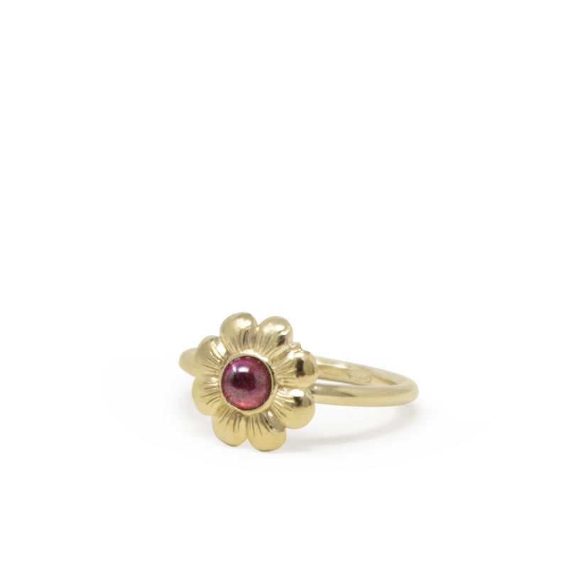 Mini Flower Gold-Plated Rhodolite Ring image