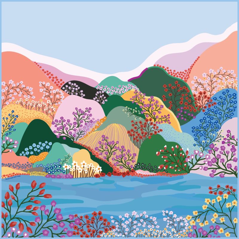 Double Sided Silk Scarf Of Blossoming Valley image