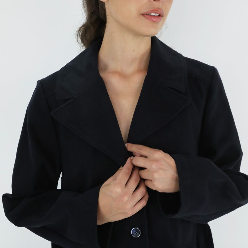 Peacoat Single Breasted With Belt - Blue image