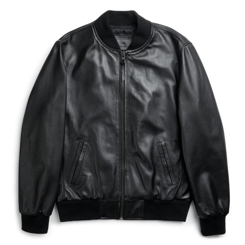 Black Elk Bomber Leather Jacket - Black image