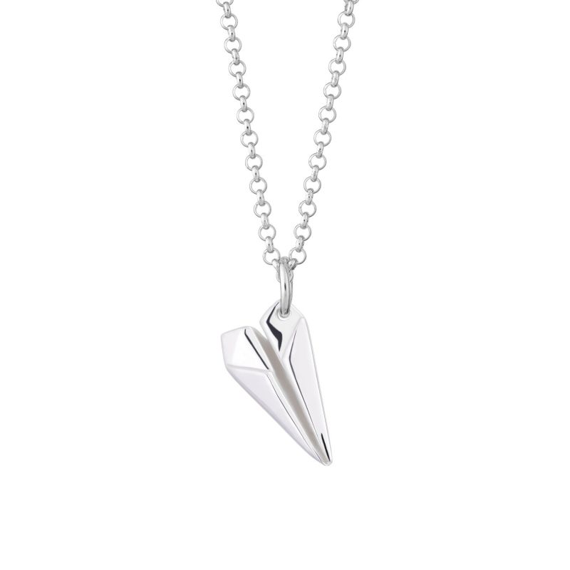 Silver Paper Airplane Necklace