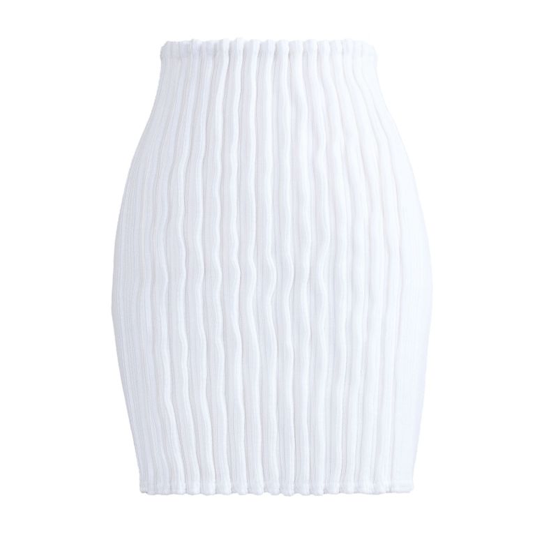 Hypha - White Rib Knit Mini Skirt image