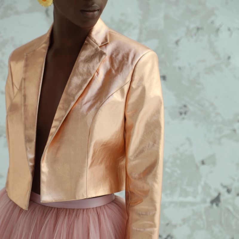 Rose gold cropped jacket top