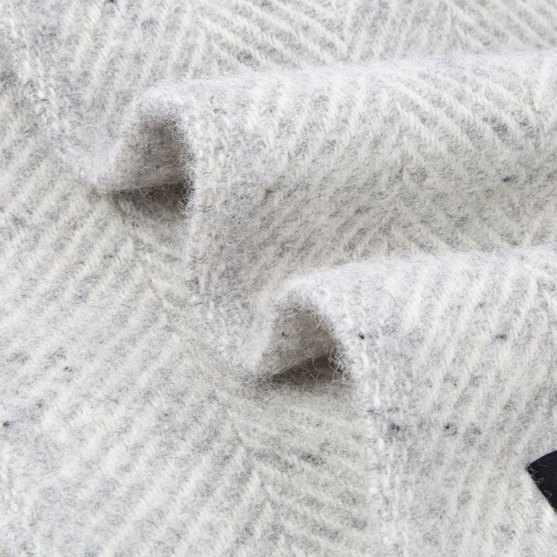 Traditional Herringbone Pure New Wool Blanket - Light Grey image