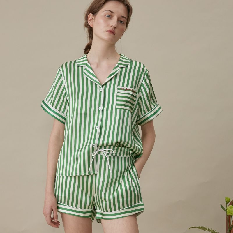 Silk Striped Short Pajama Set image