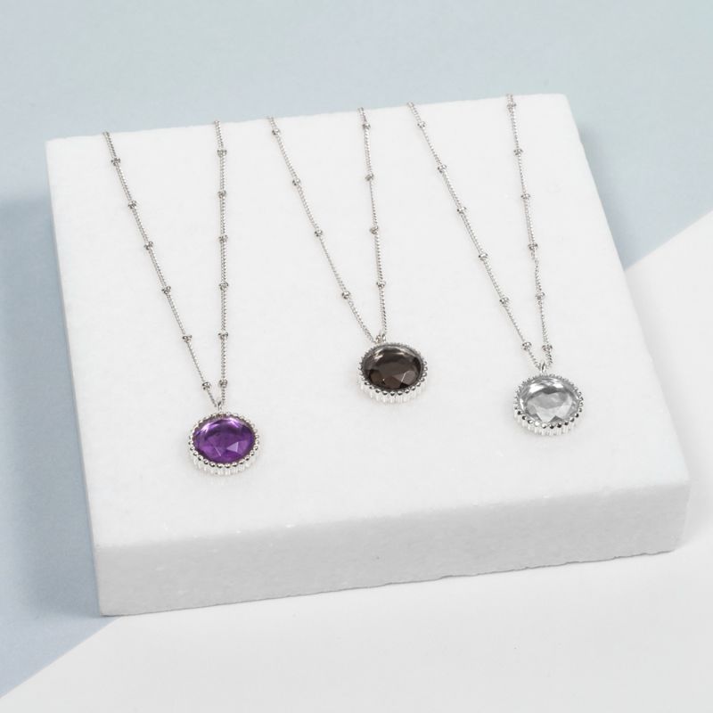 Barcelona Silver February Birthstone Necklace Amethyst image