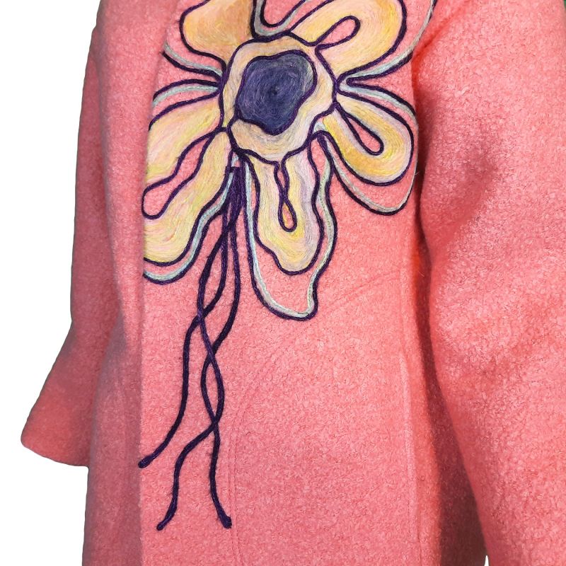 Wool Blend Coat With Flower Embroidery image