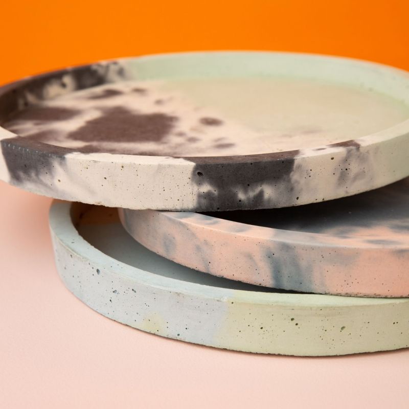 Round Concrete Tray - Blush, Charcoal, White image