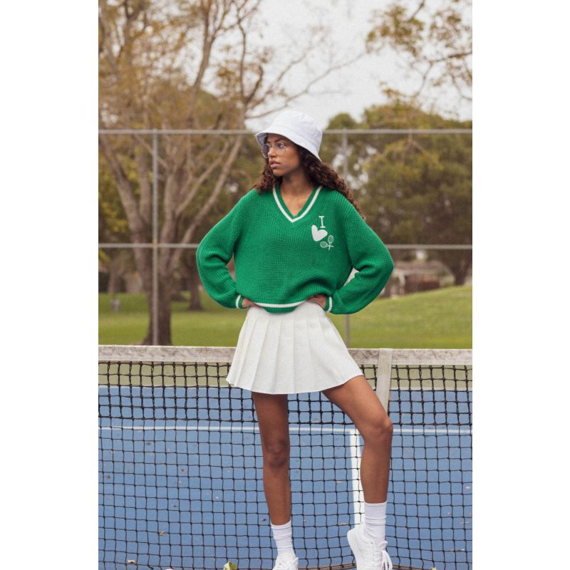 I Love Tennis V-Neck Sweater image