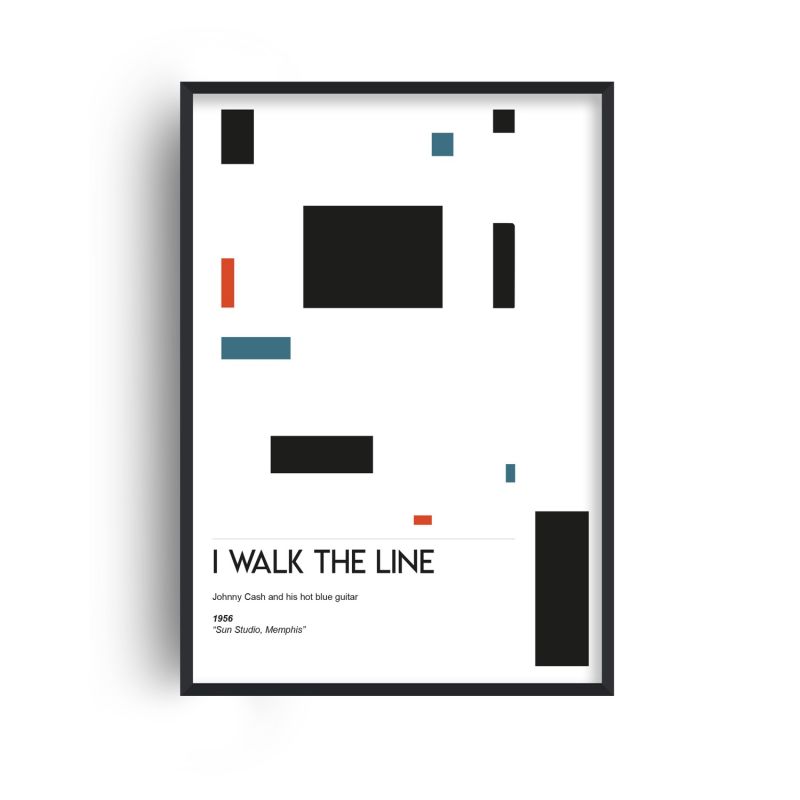 I walk the line rock and roll graphic Giclée Art Print A2 image