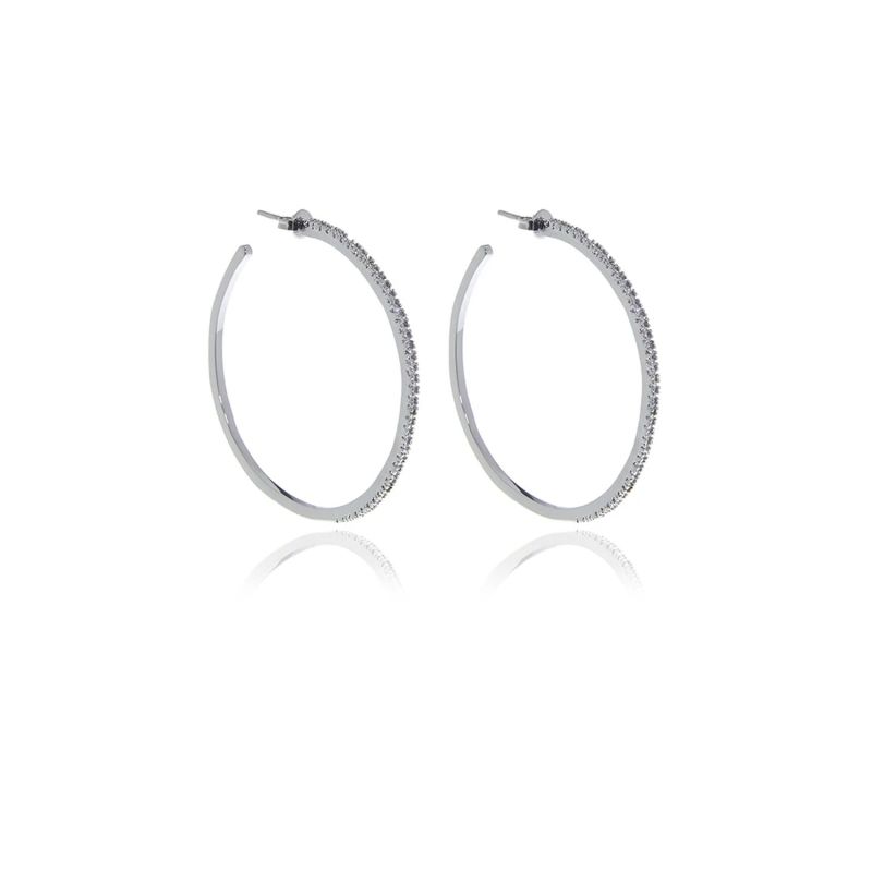 Silver Signature Hoops Diamond Cut Earrings image