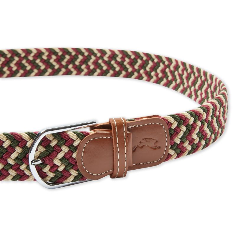 One Size Woven Cotton Belt - Green, Ecru & Red image