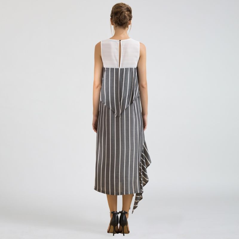 Stripes Assymetric Midi Dress image