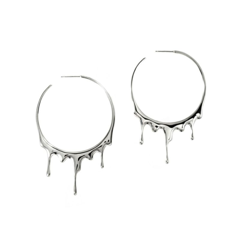 Dripping Circular L Sterling Silver Earrings image