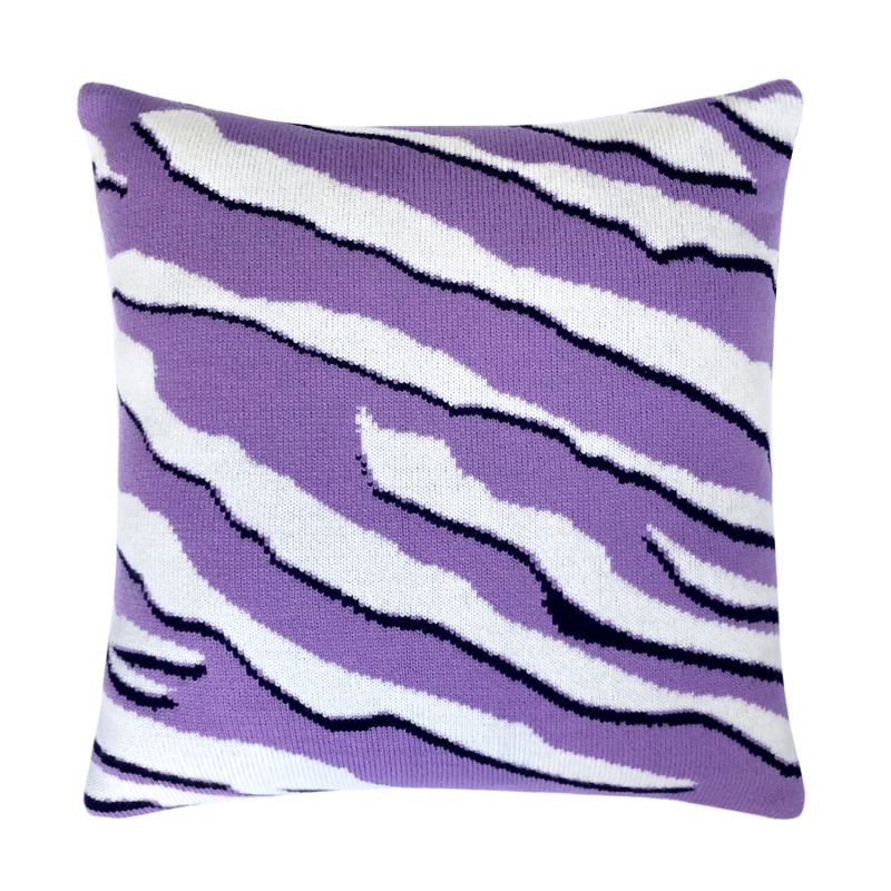 Wild Tiger Wool & Cashmere Knitted Cushion Lilac image