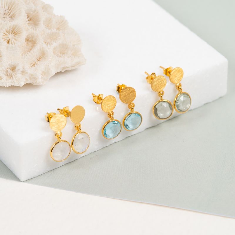 Salina Gold Vermeil & Blue Topaz Gemstone Drop Earrings image