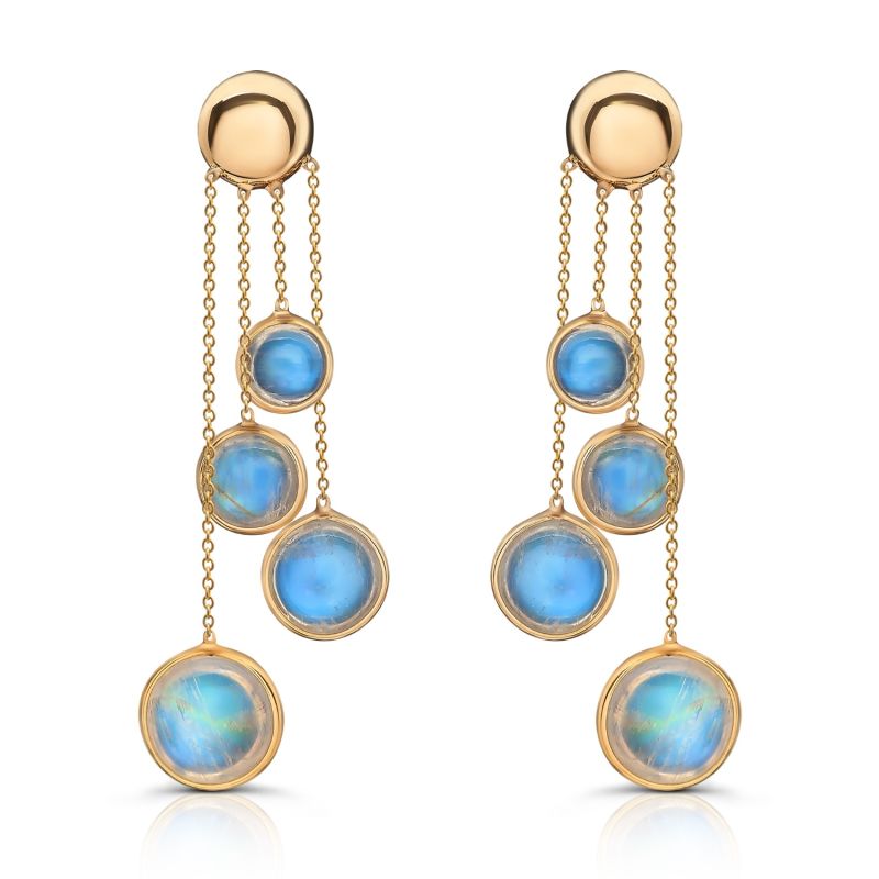 Rainbow Moonstone Earring In 18K Yellow Gold image