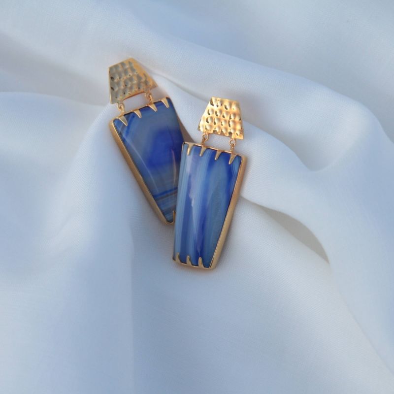 Blue Lavender Determination Gold Gemstone Earrings image