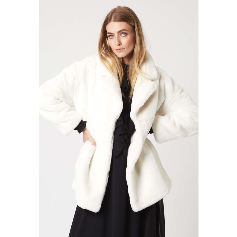 Faux Fur Coat - White image