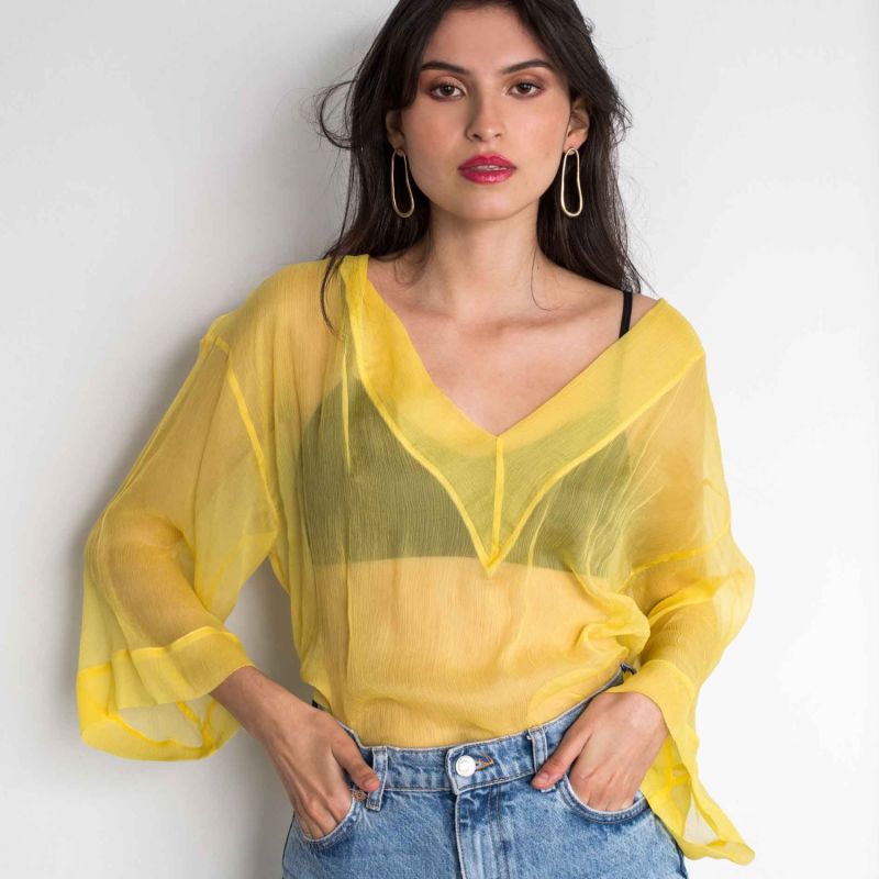 Silk Mousseline Top In Yellow image